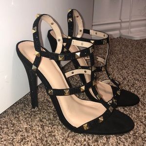 Black studded heels